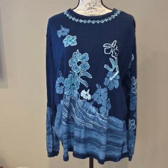 FREE PEOLPE We the Free Chasing Waves Floral Embroidered Oversized Tee Size Sma - Picture 3 of 3